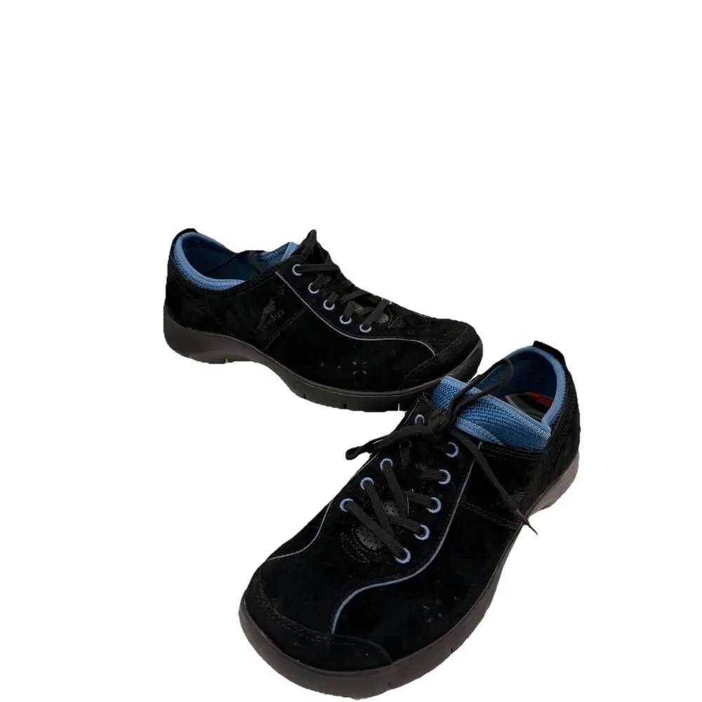 Dansko Black Suede Leather Lace Up Sporty Sneakers Women's  Size 41 /10US